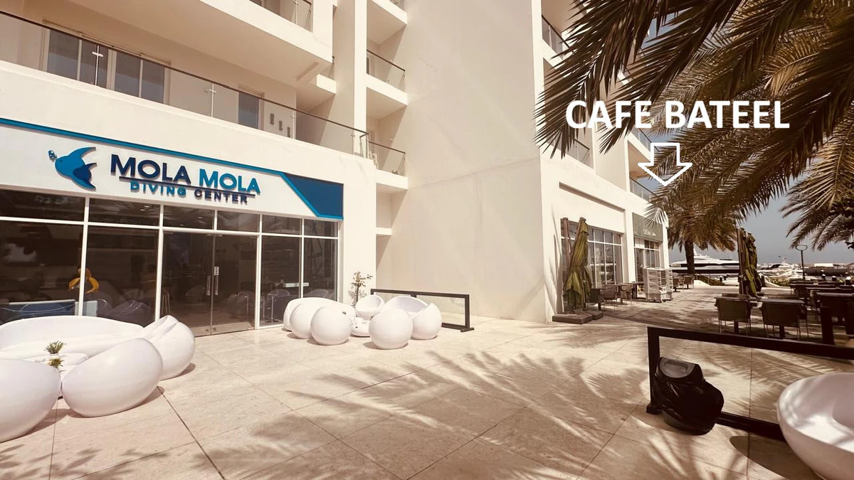 MolaMola Diving Center and its terrace seating